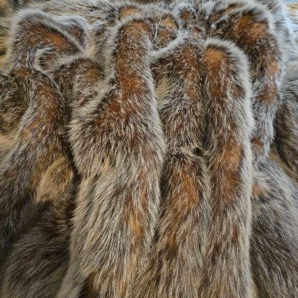 Vintage Dennis Basso Medium Tipped Fox Faux Fur Coat Silver Red - Picture 5 of 14